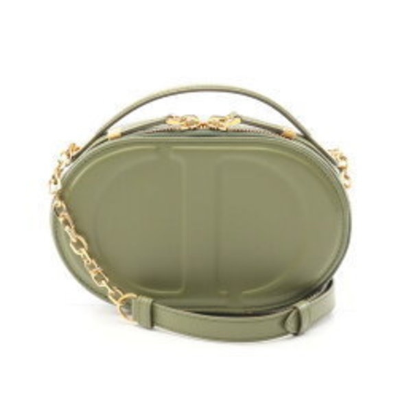 Dior Oval Camera Bag Shoulder Bag Leather Khaki Green - Picture 1 of 6